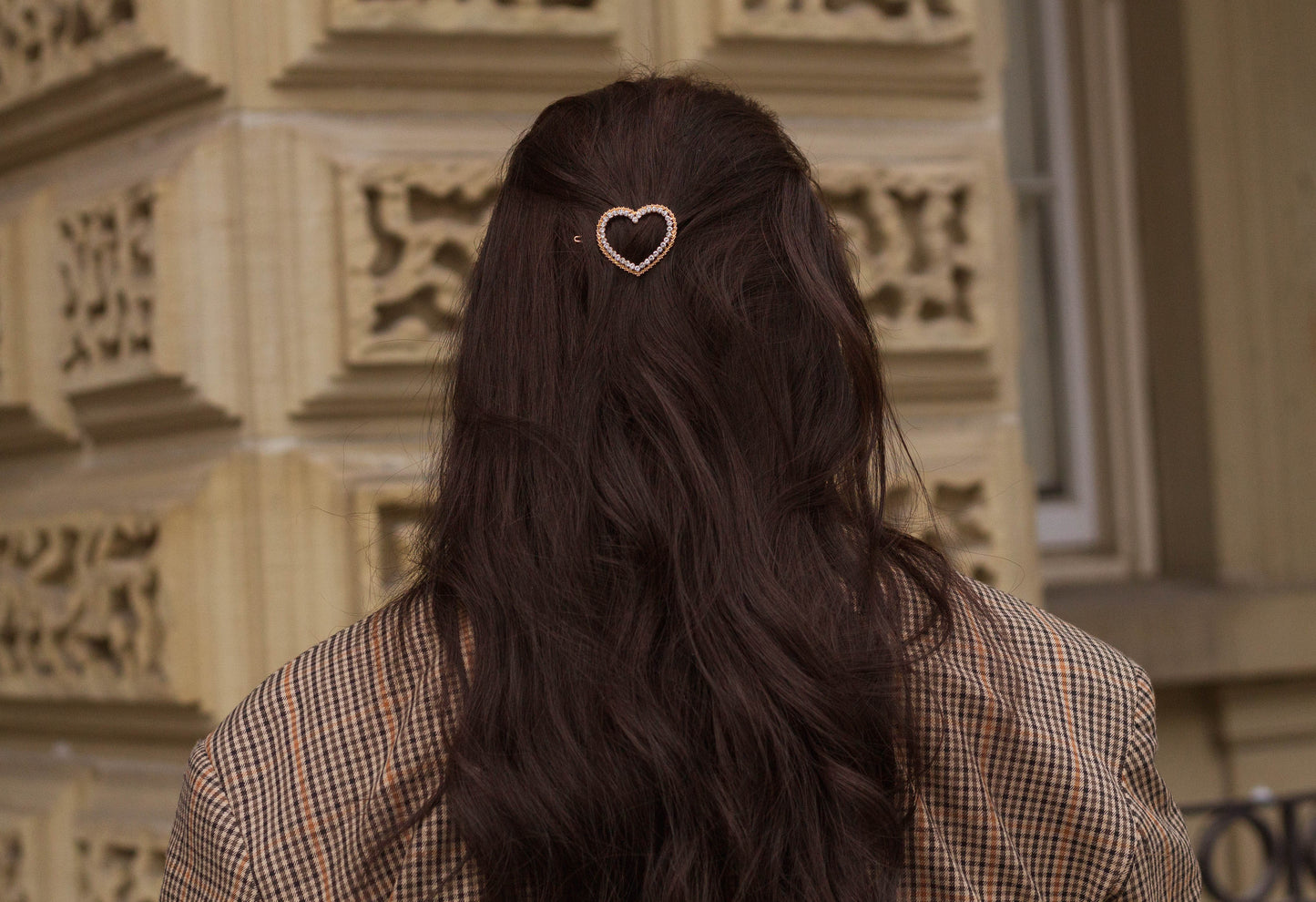 Gold Rhinestone Heart Hair Pin