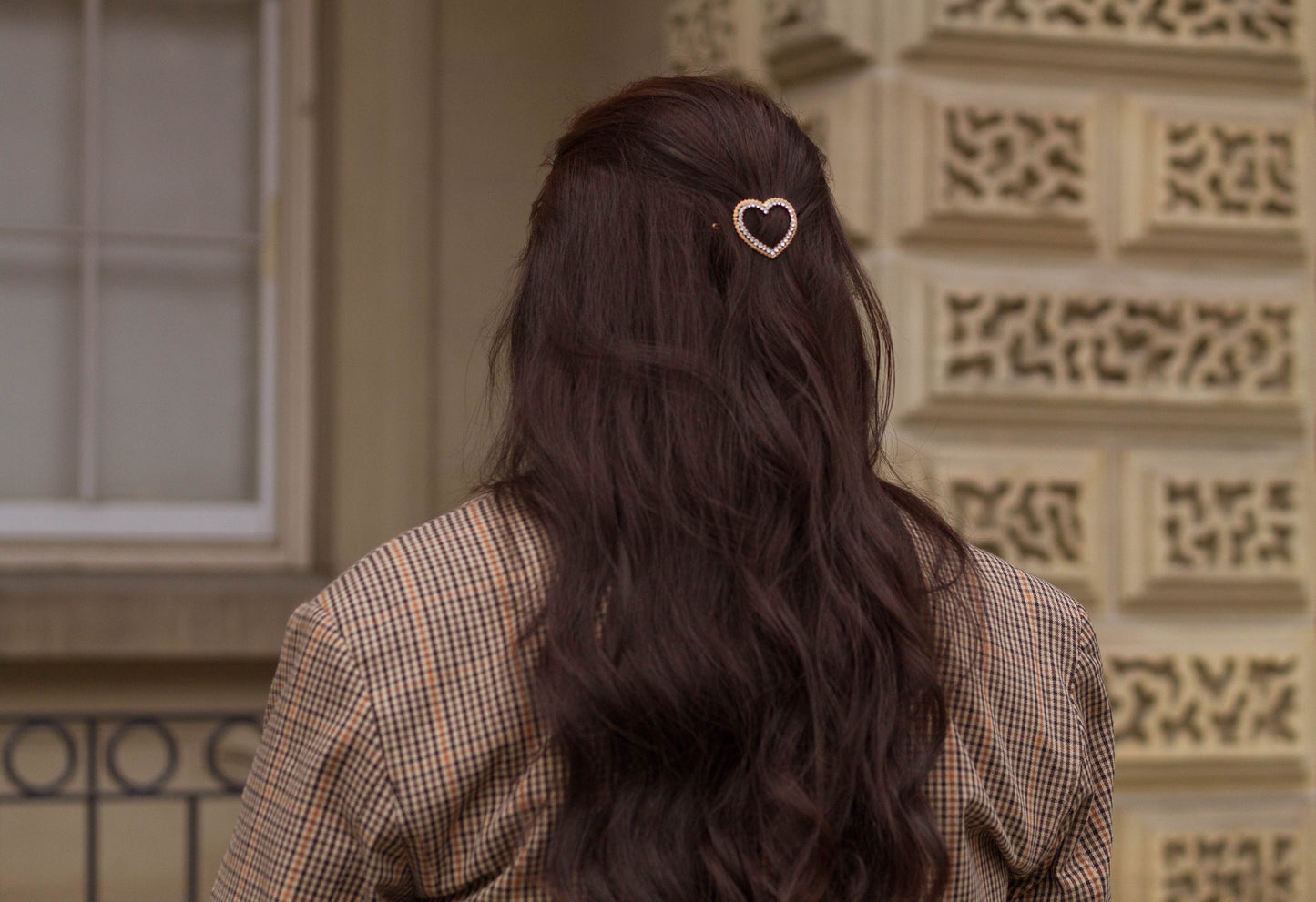 Gold Rhinestone Heart Hair Pin