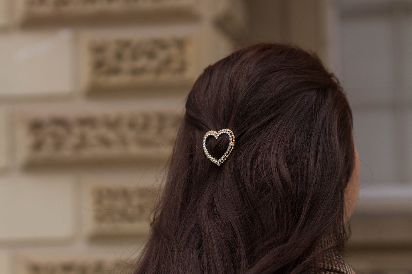 Gold Rhinestone Heart Hair Pin