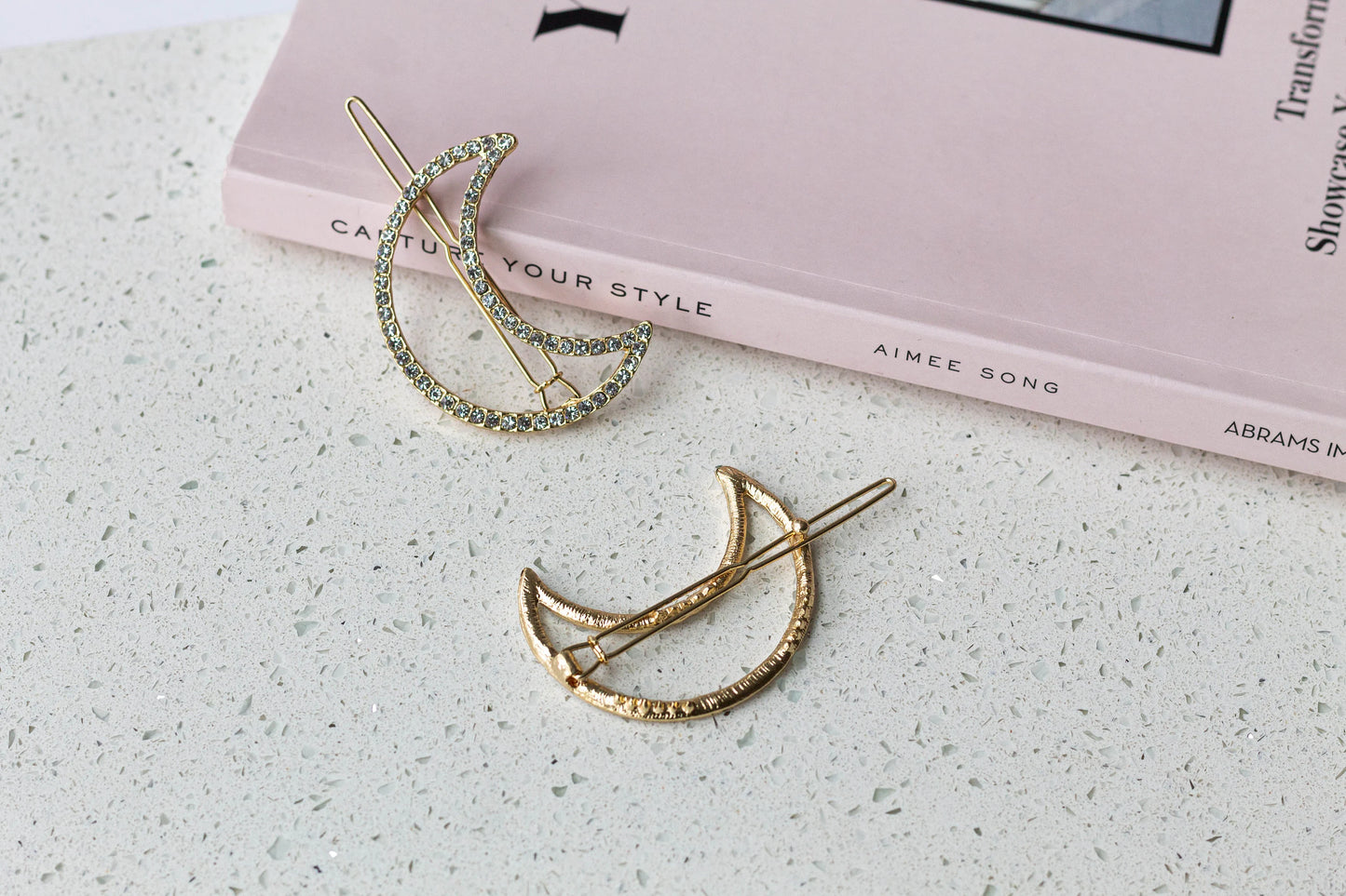 Rhinestone Moon Hair Pin