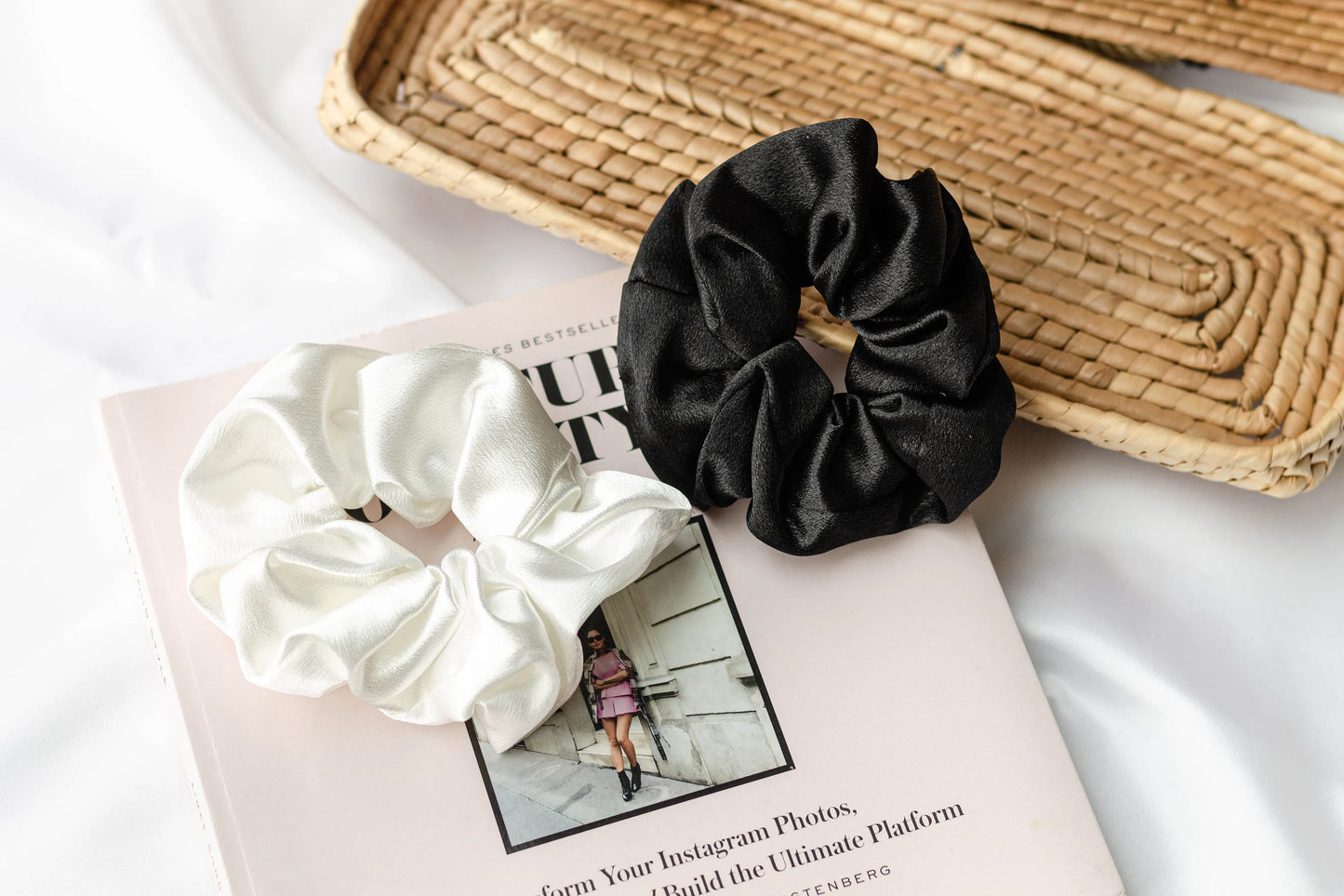 Premium Silk Satin Scrunchies Set of 2
