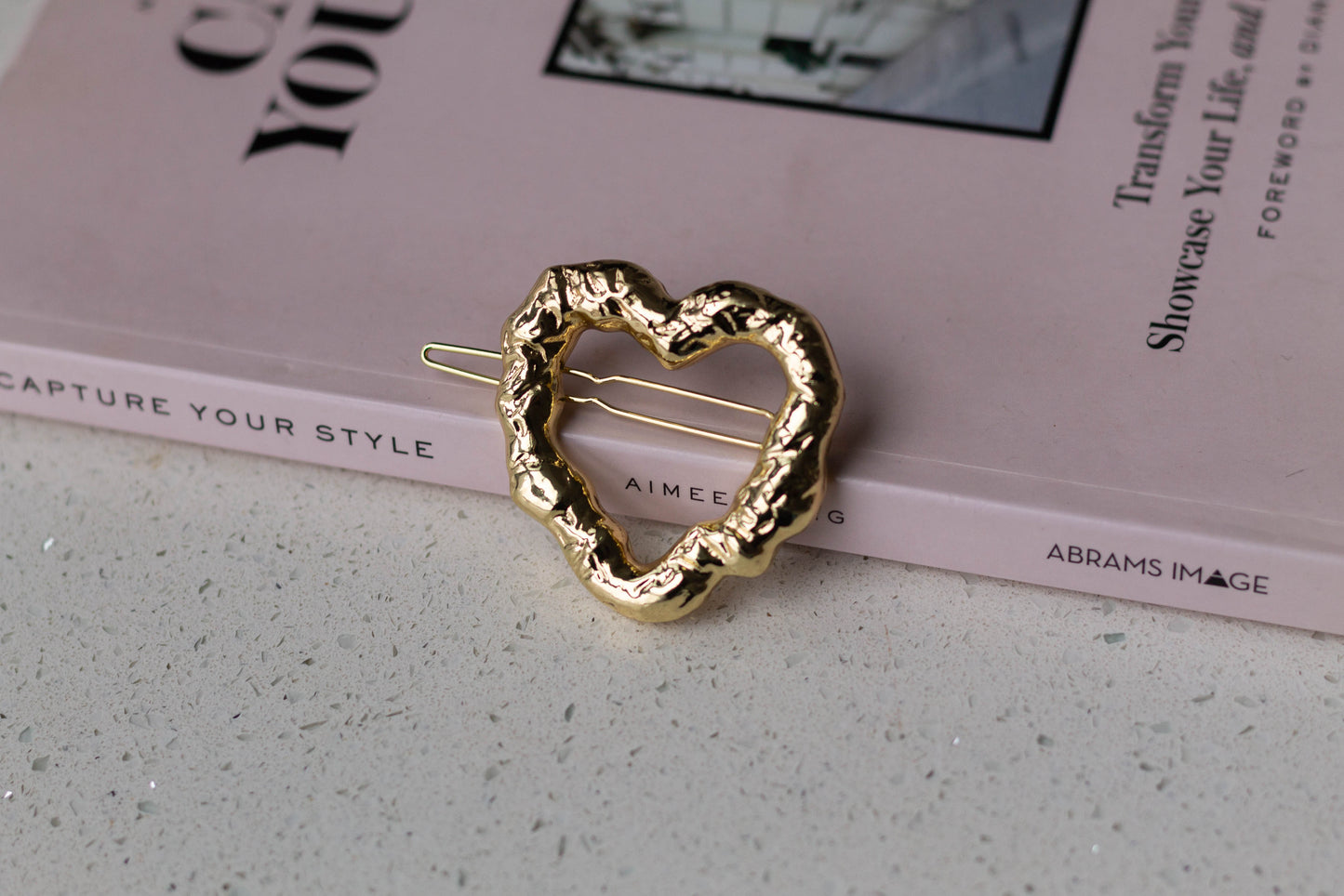 Dented Metal Heart Hairpin