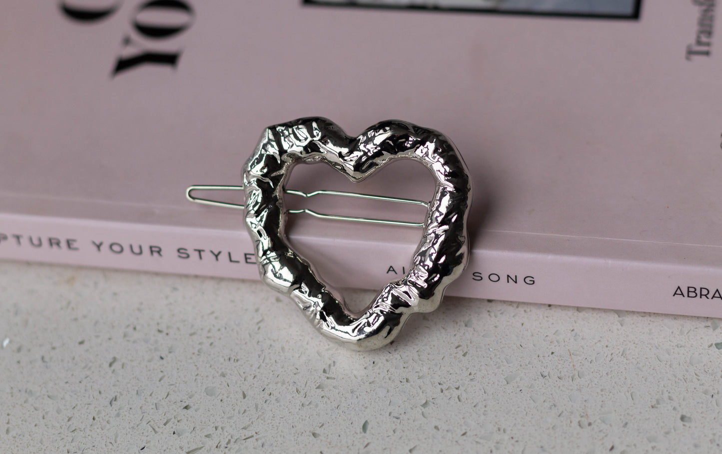 Dented Metal Heart Hairpin