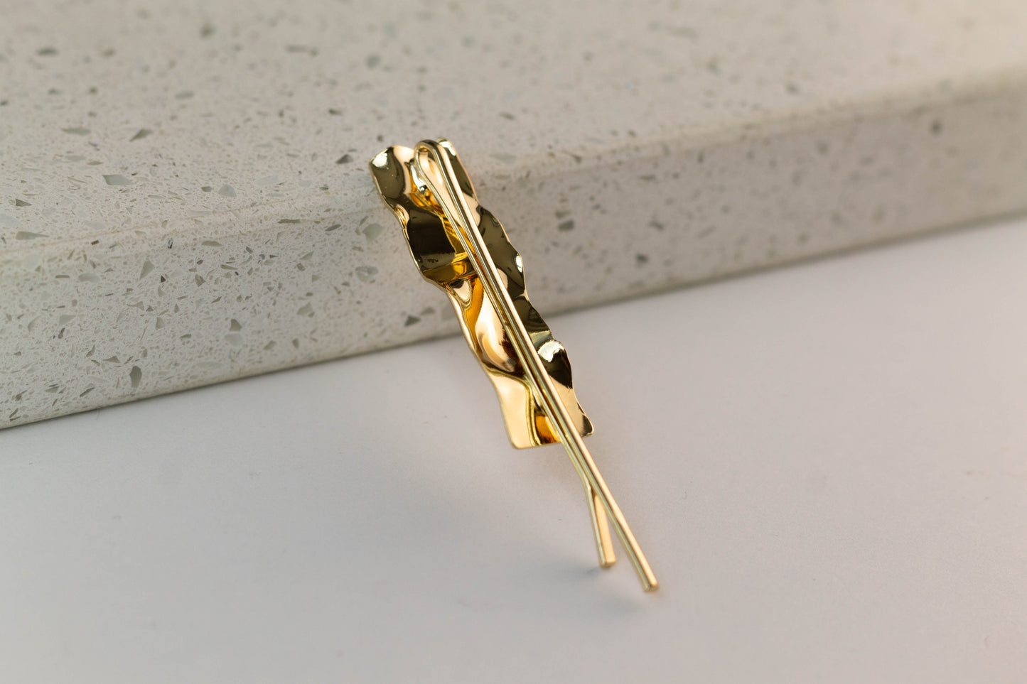 2 pc Mini Rectangle Gold Hairpins