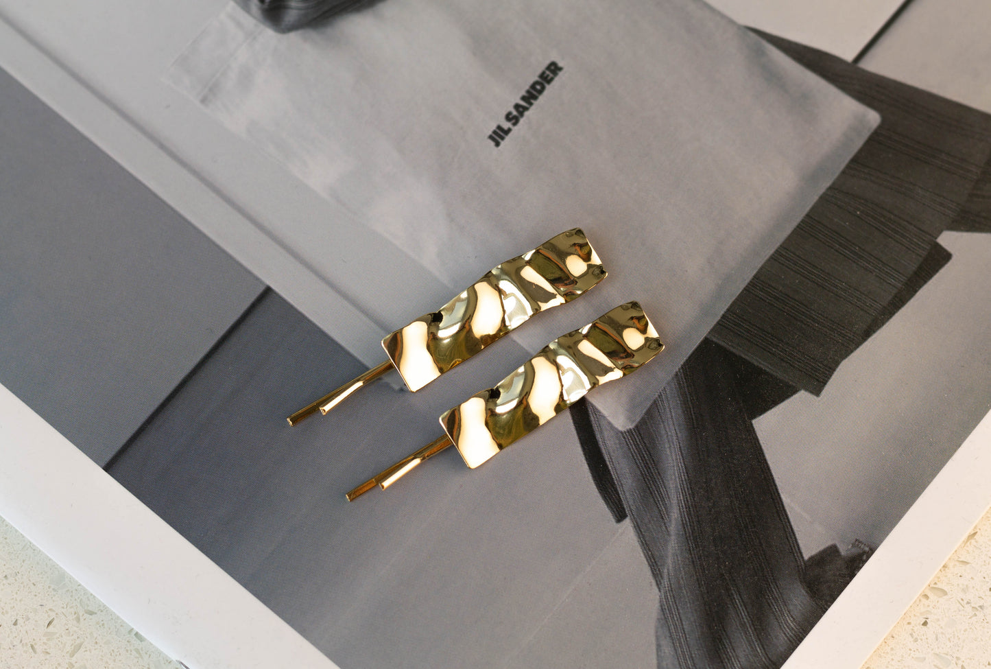 2 pc Mini Rectangle Gold Hairpins