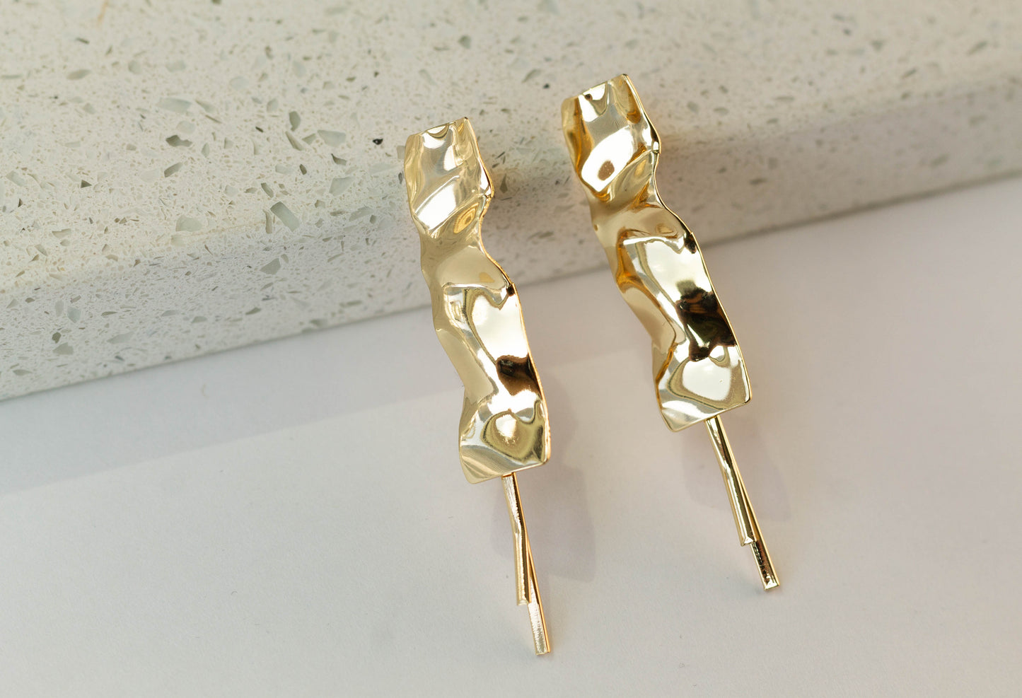 2 pc Mini Rectangle Gold Hairpins