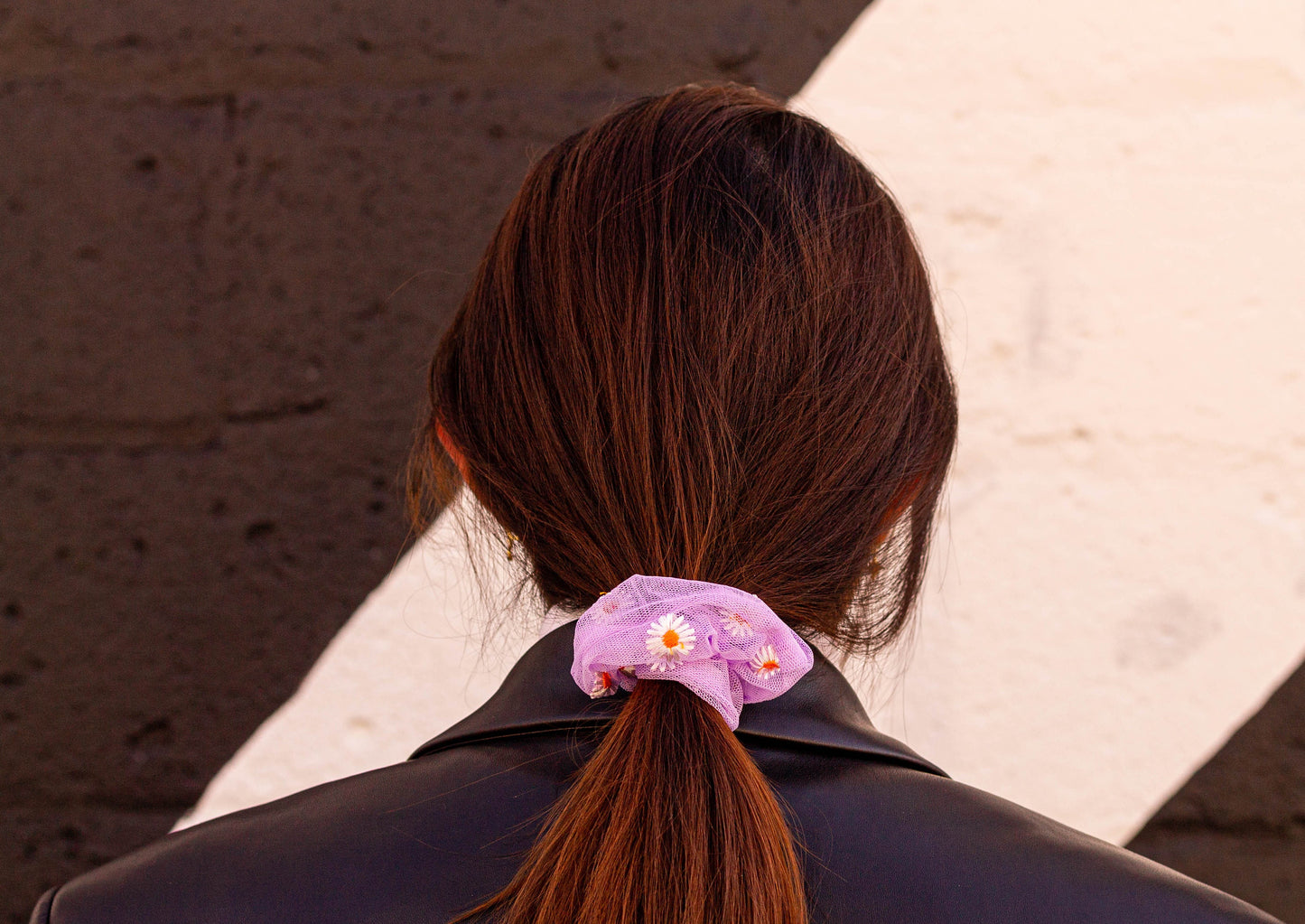 Embroidered Tulle Daisy Scrunchies