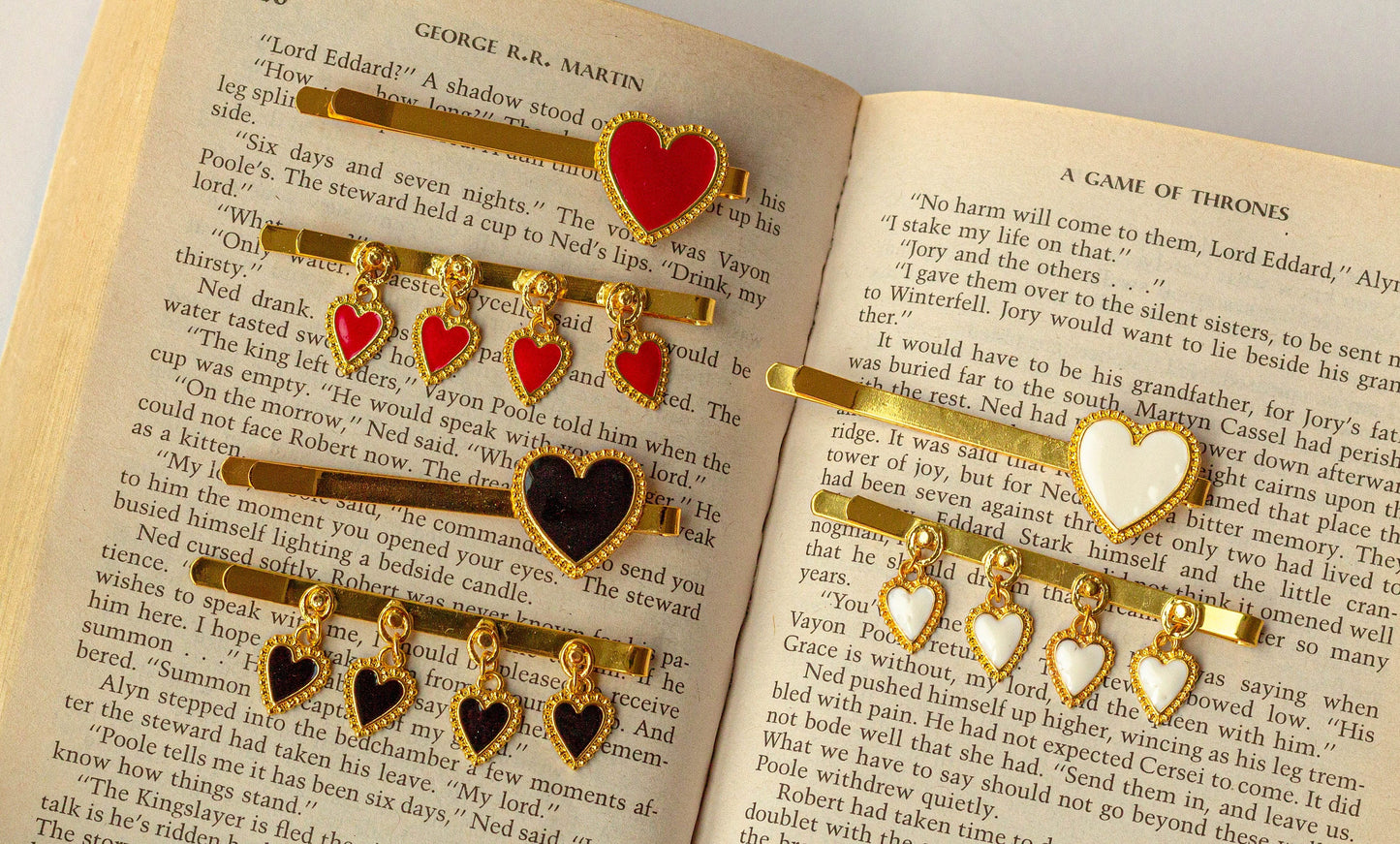 Retro Heart Hair Pins Set of 2