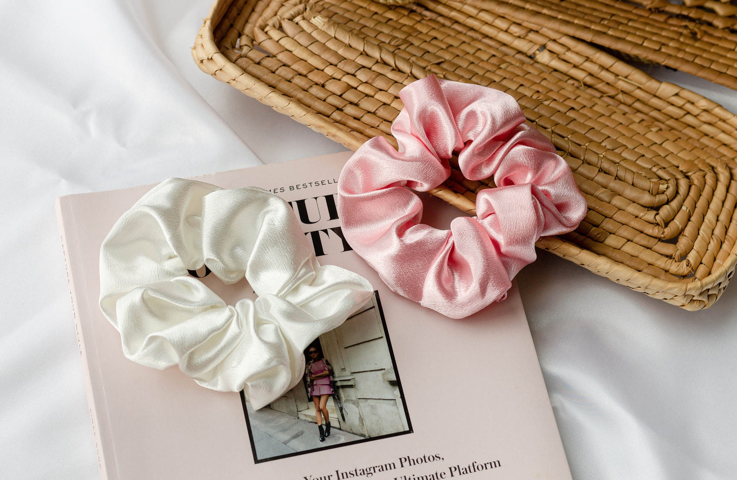 Premium Silk Satin Scrunchies Set of 2