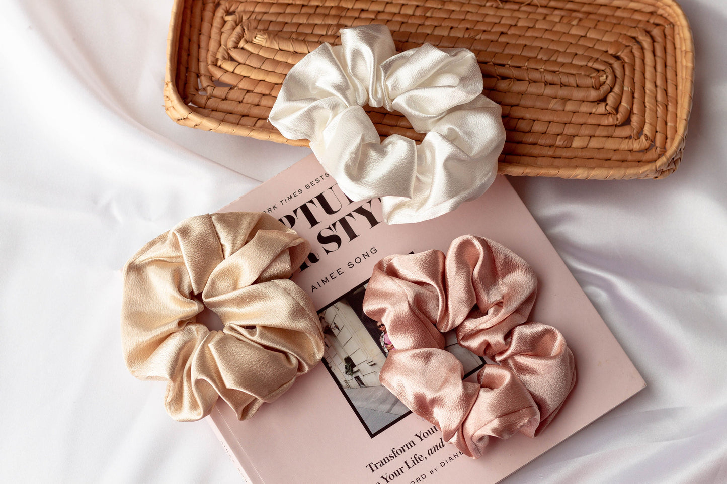 Premium Silk Satin Scrunchies Set of 2