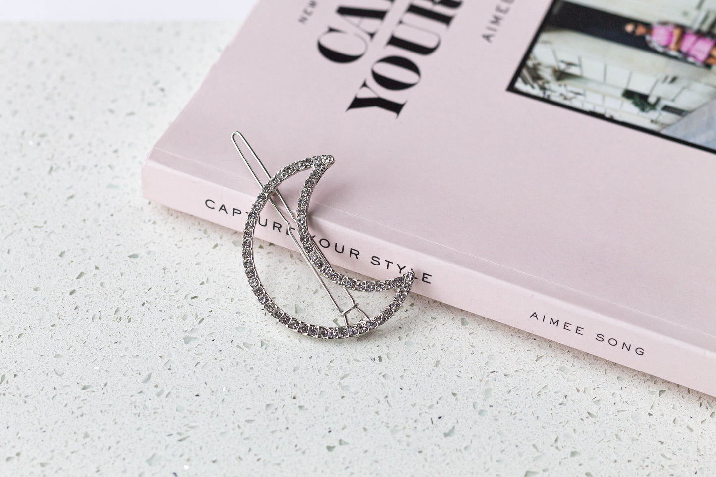 Rhinestone Moon Hair Pin