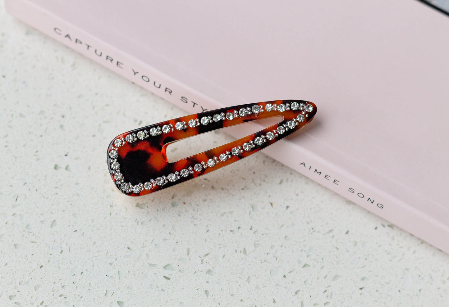Rhinestone Resin Teardrop Clip Set of 2
