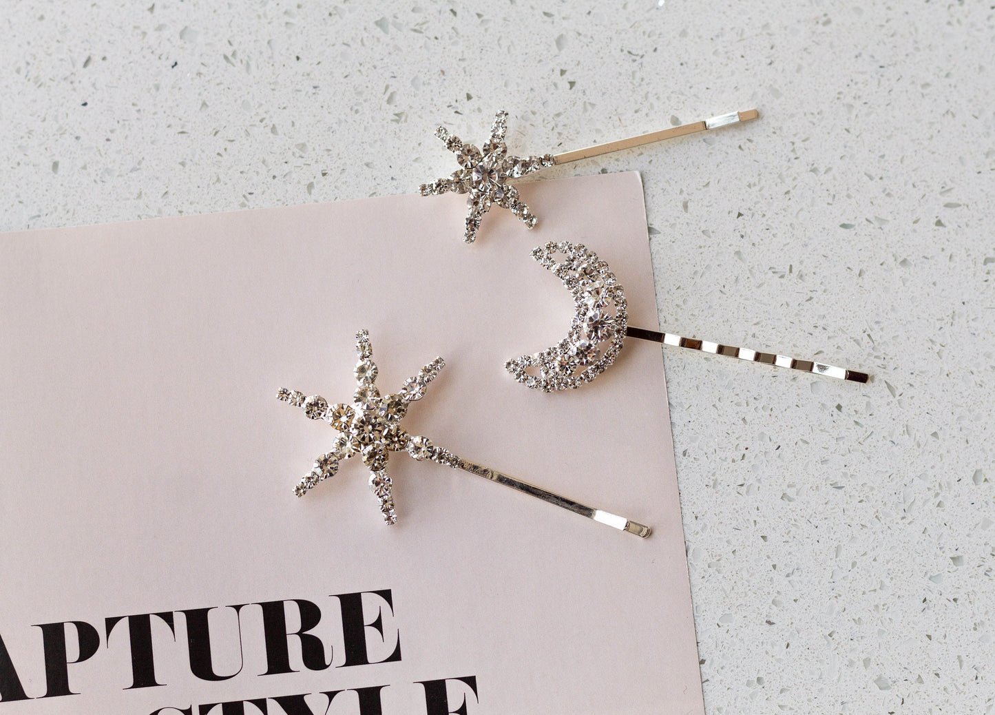 Crystal Star Hair Pins Set of 4