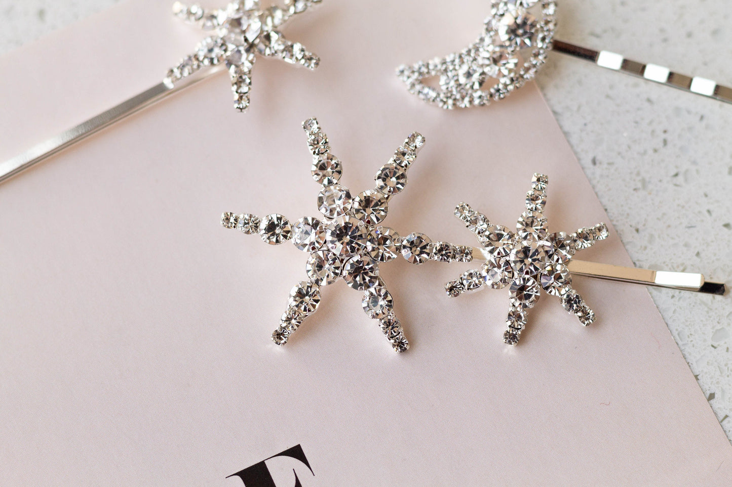 Crystal Star Hair Pins Set of 4