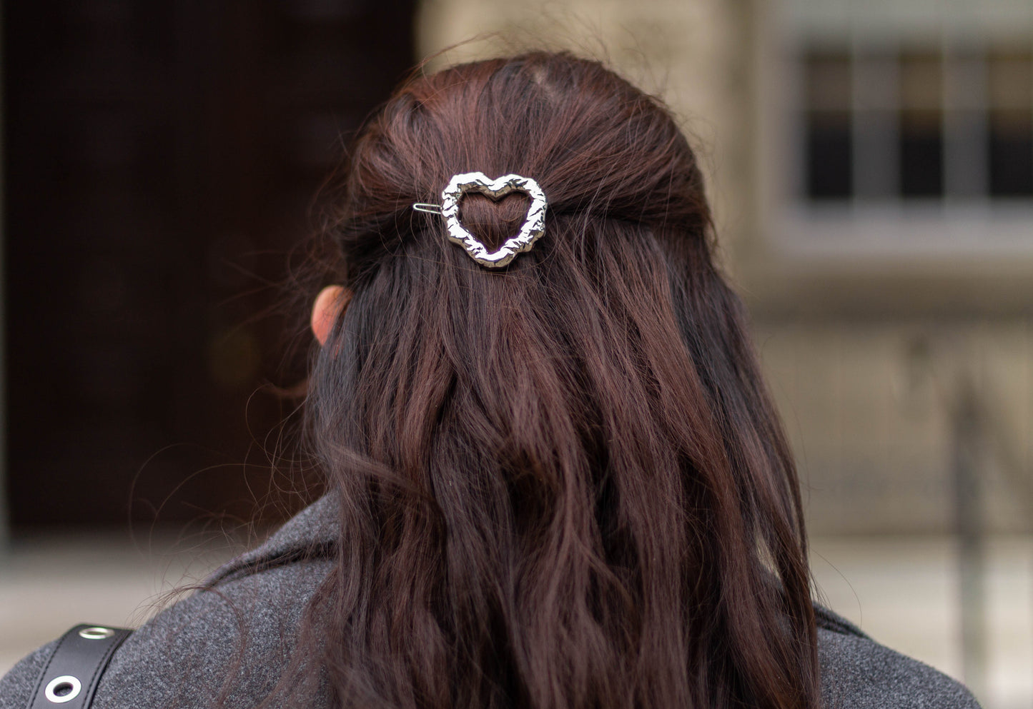 Dented Metal Heart Hairpin
