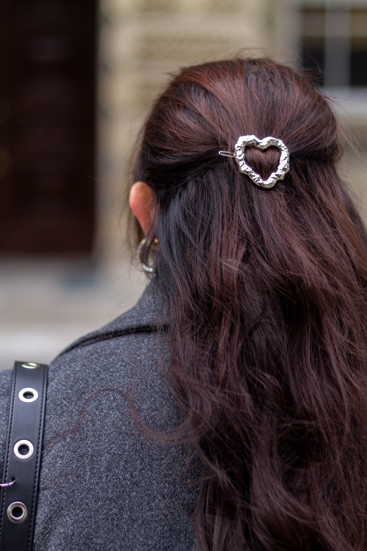 Dented Metal Heart Hairpin