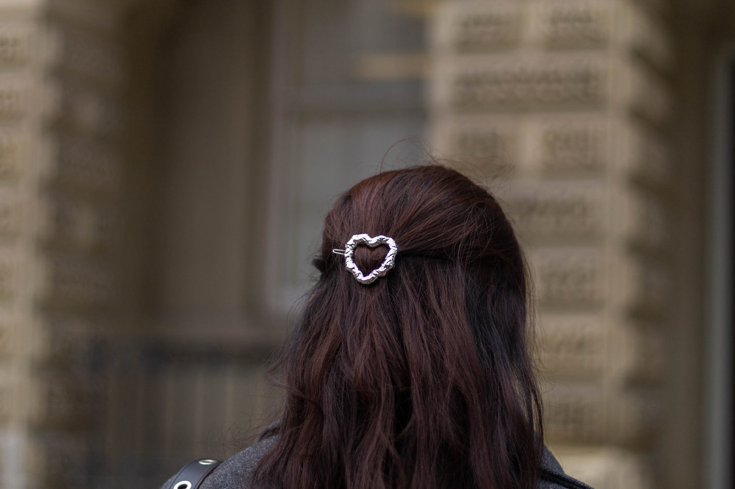 Dented Metal Heart Hairpin