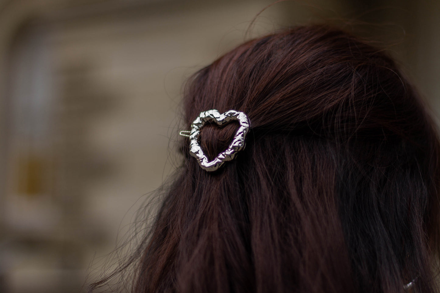 Dented Metal Heart Hairpin