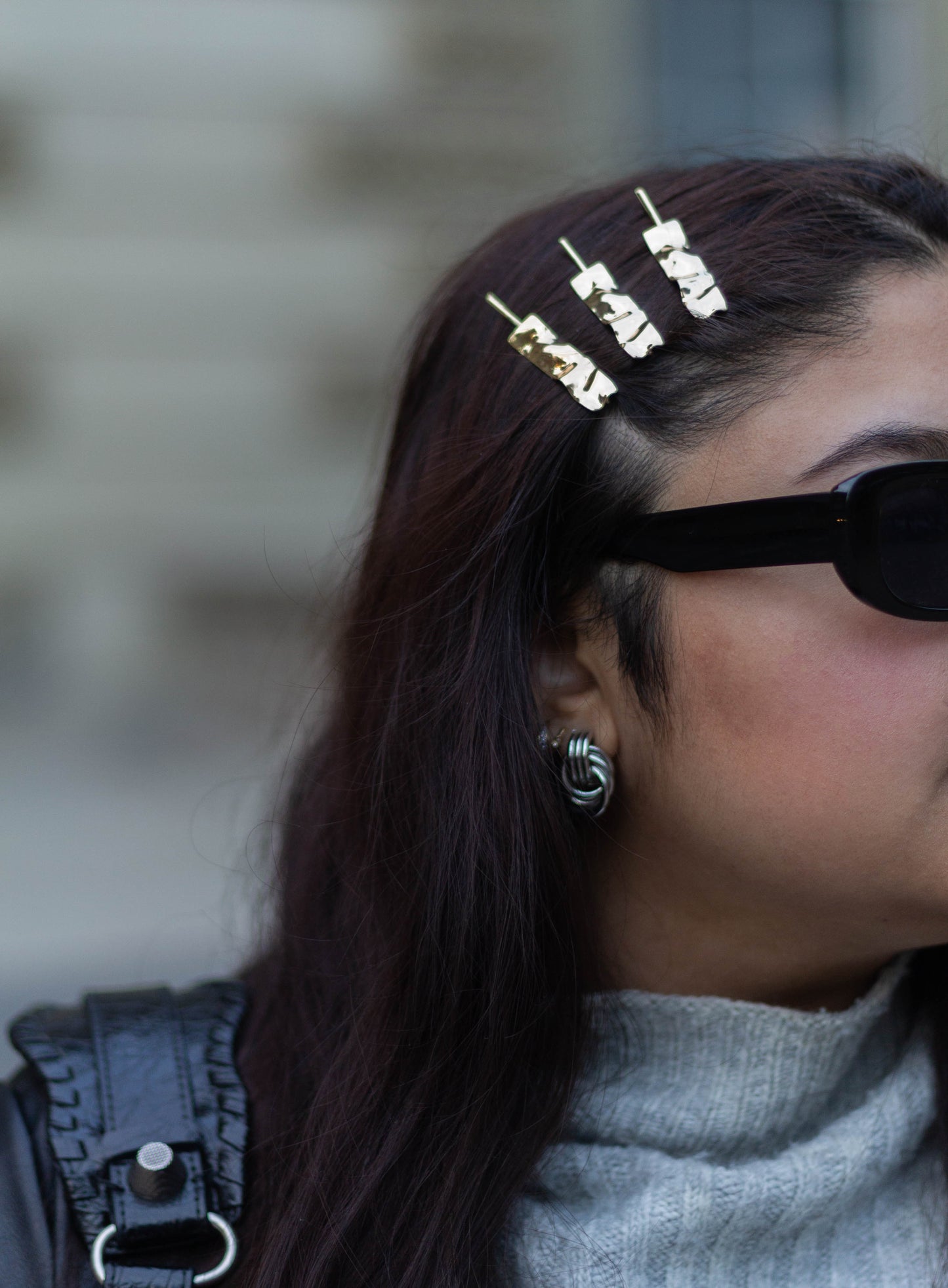 2 pc Mini Rectangle Gold Hairpins