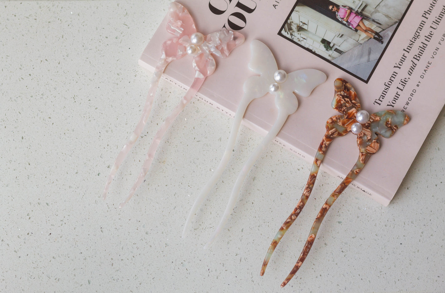 Pearl Butterfly French Hair Pin
