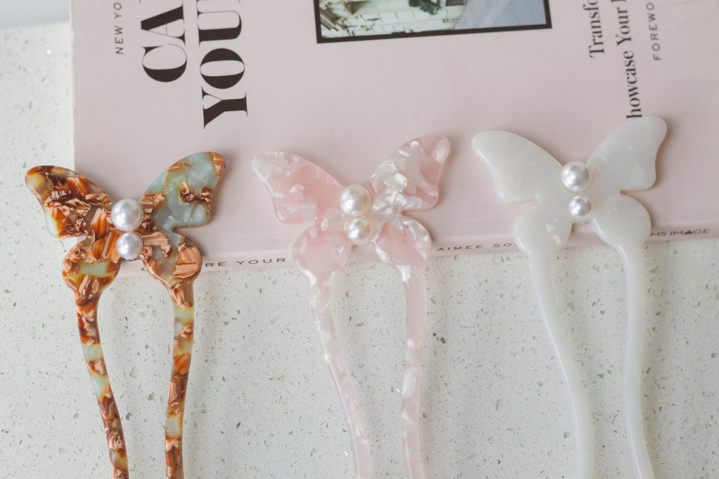 Pearl Butterfly French Hair Pin