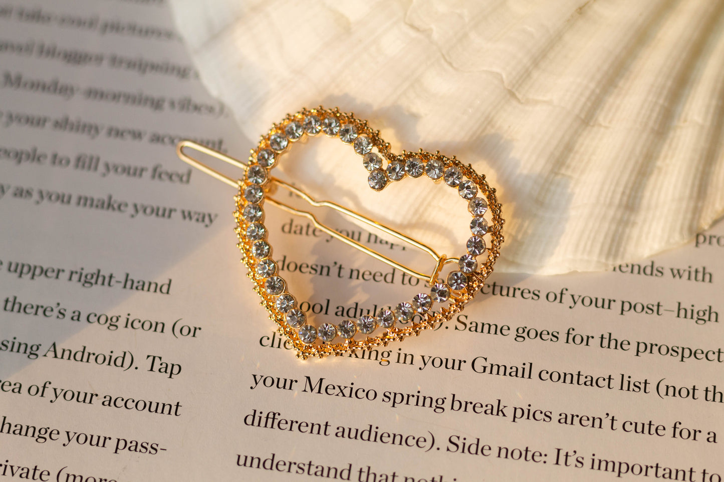 Gold Rhinestone Heart Hair Pin