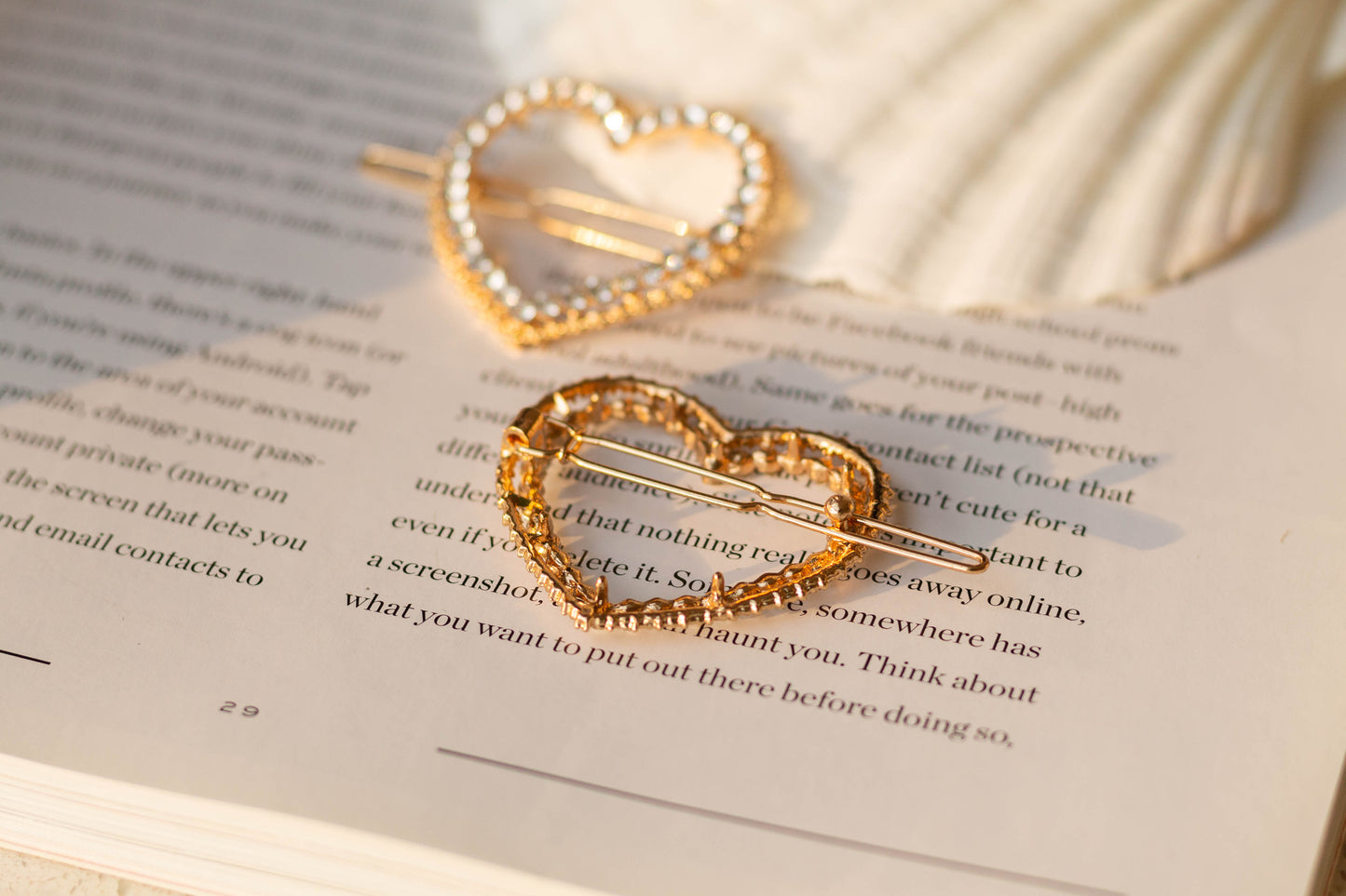 Gold Rhinestone Heart Hair Pin