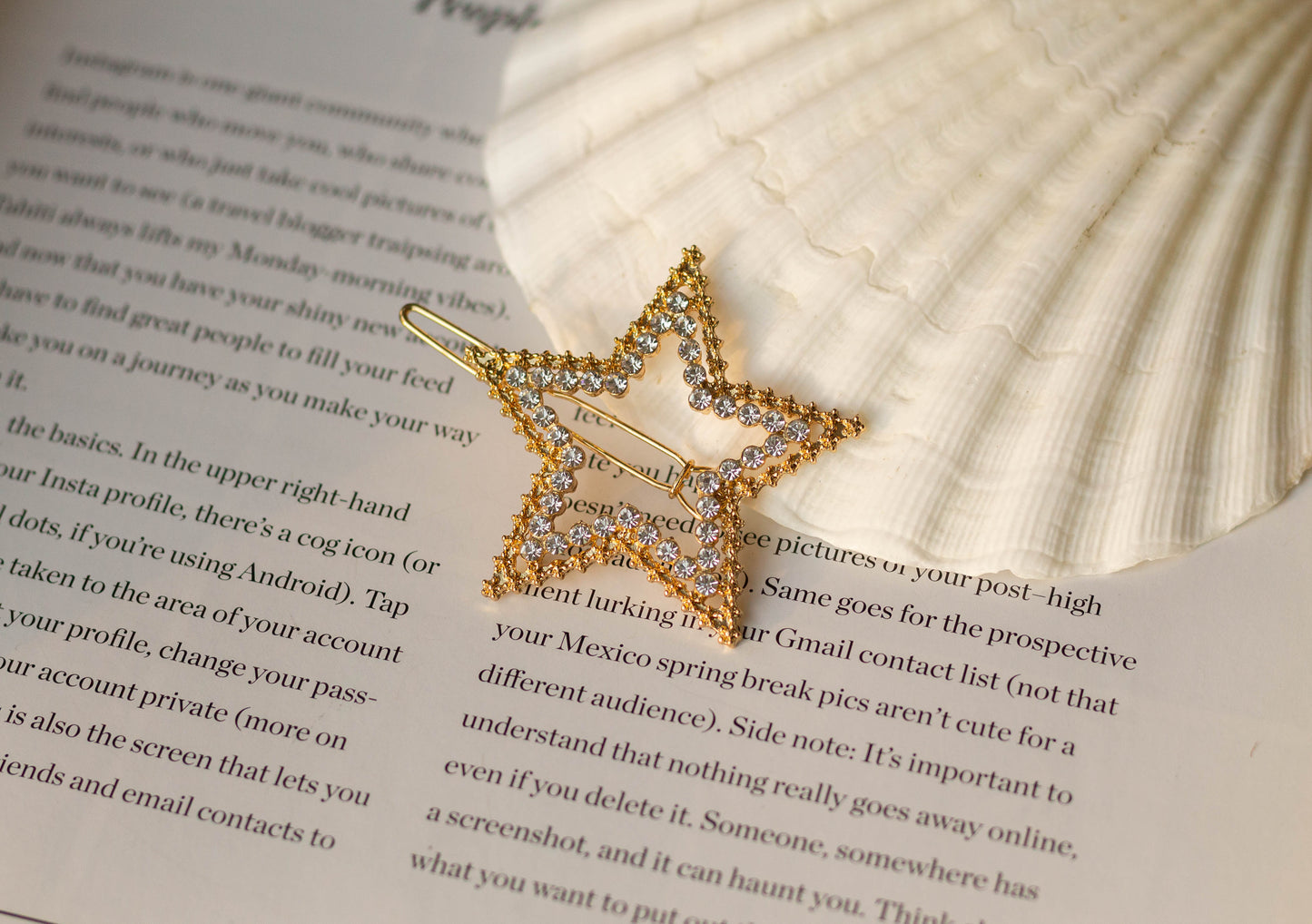 Rhinestone Gold Star Hair Pin