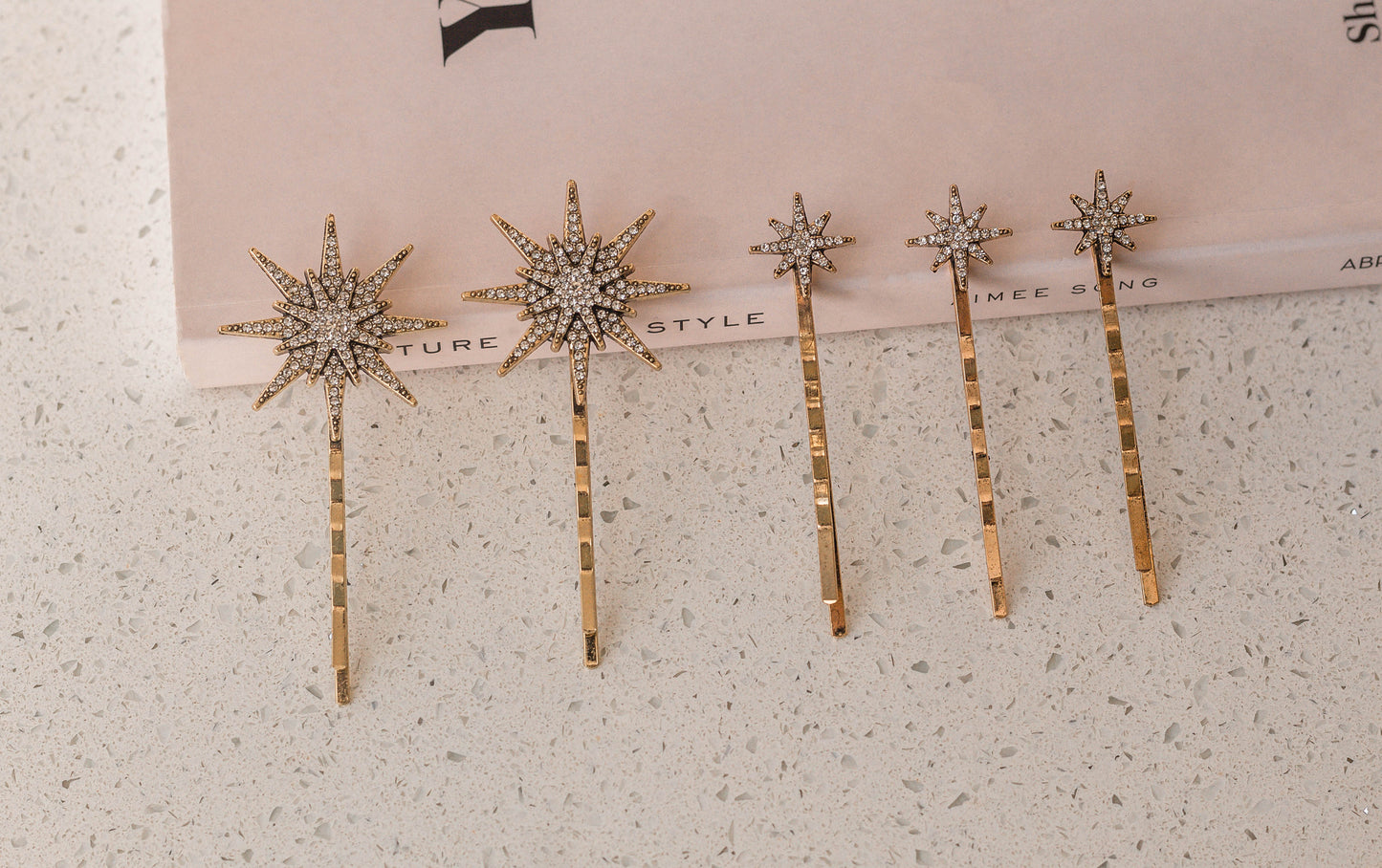 Rhinestone Star Hairpins