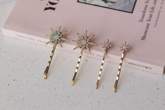 Rhinestone Star Hairpins Set of 4