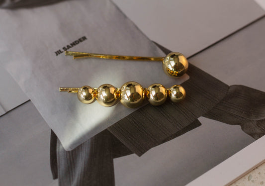 2 pc Gold Ball Hairpins