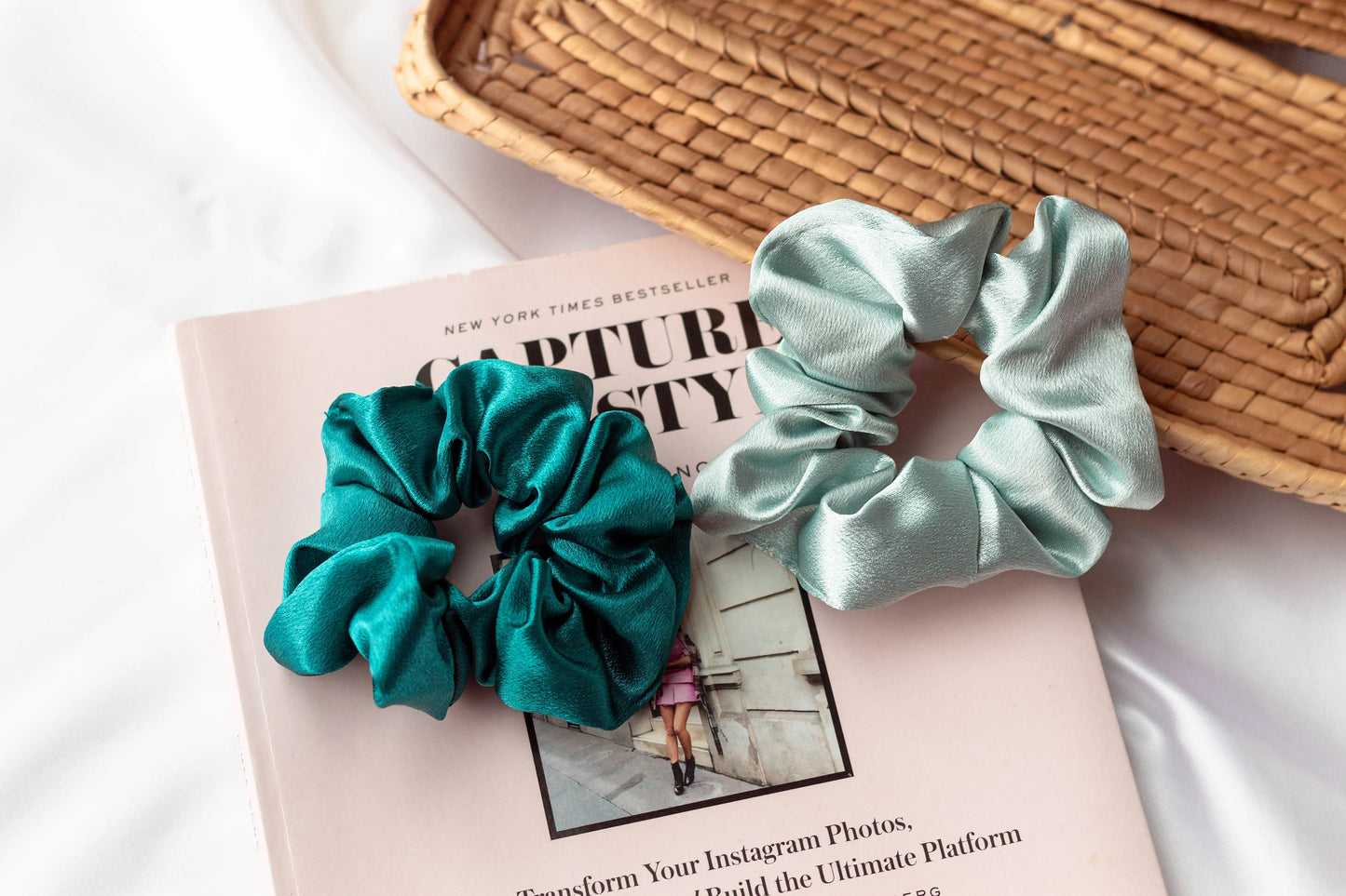 Premium Silk Satin Scrunchies Set of 2