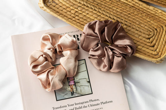 Premium Silk Satin Scrunchies Set of 2