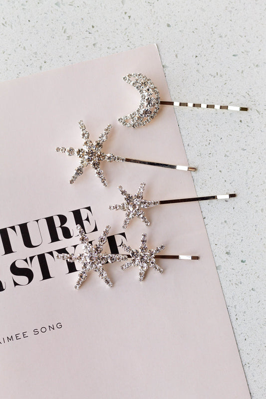 Crystal Star Hair Pins Set of 4