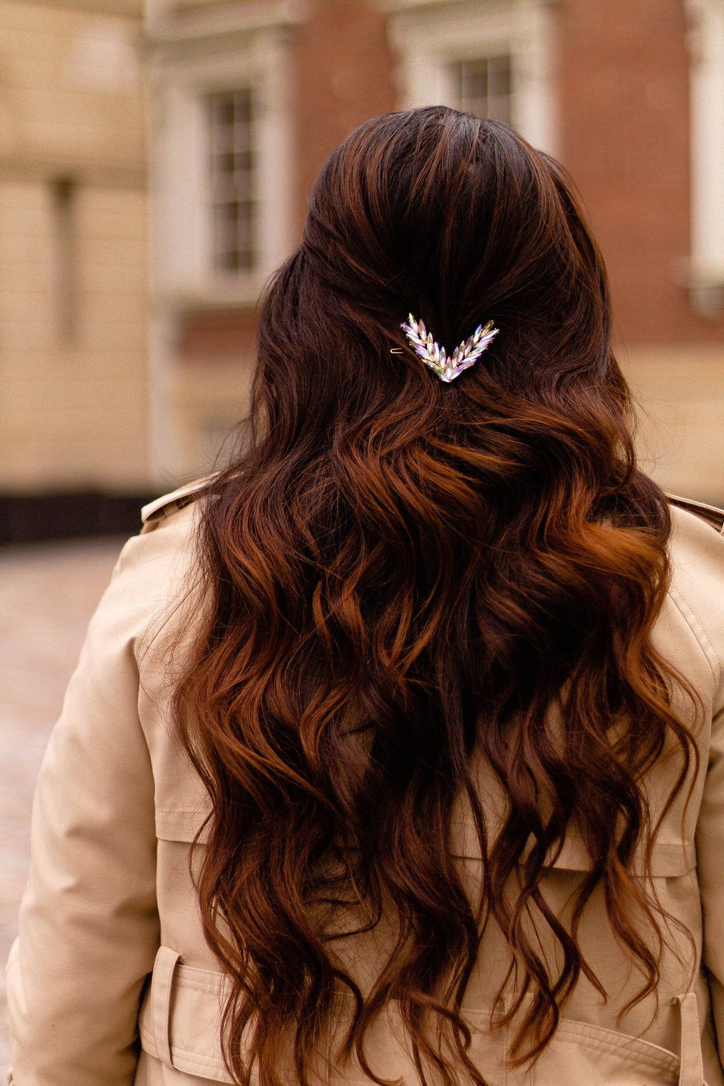 Multi Colour Crystal V Hair Pin