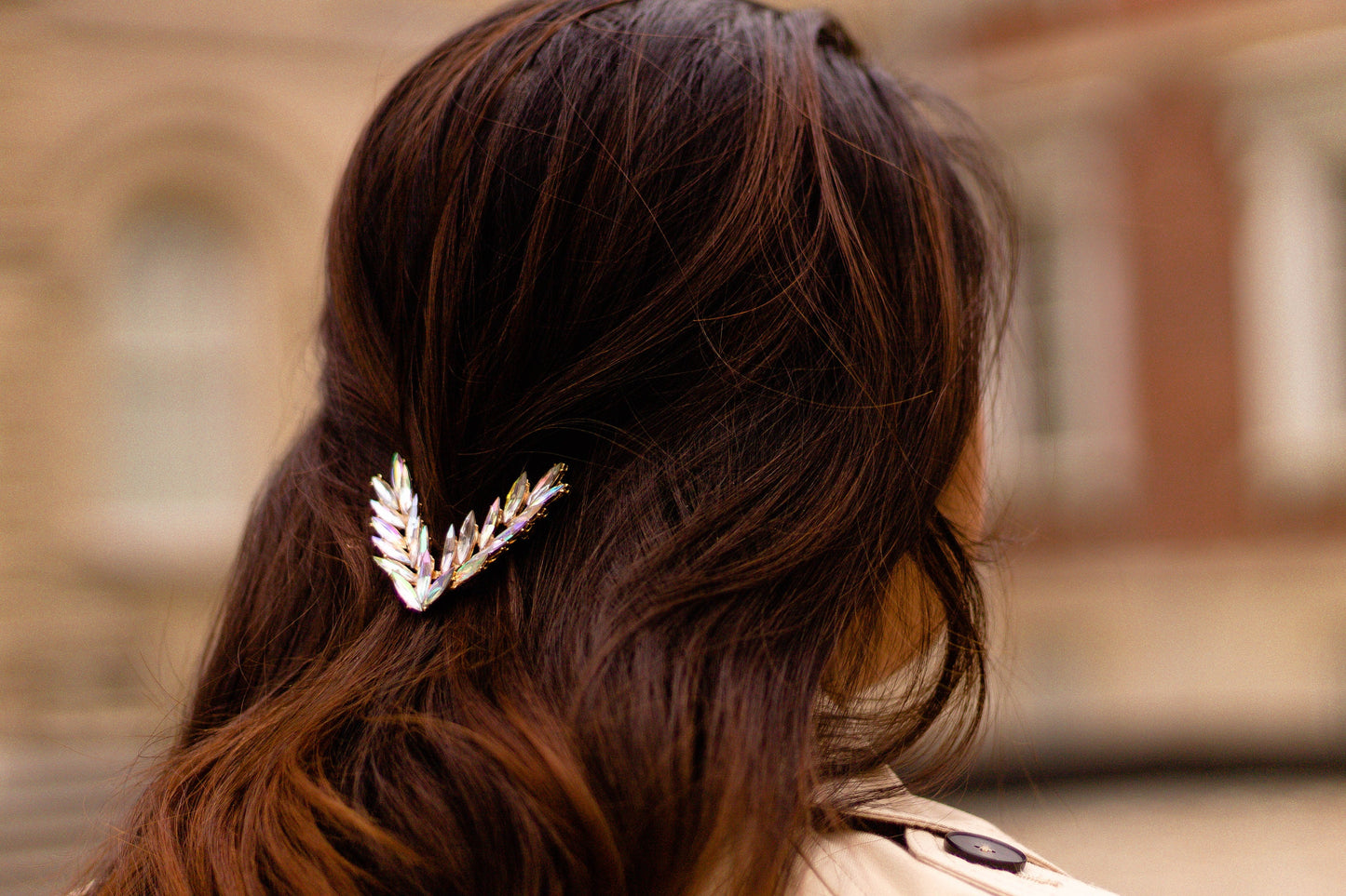 Multi Colour Crystal V Hair Pin