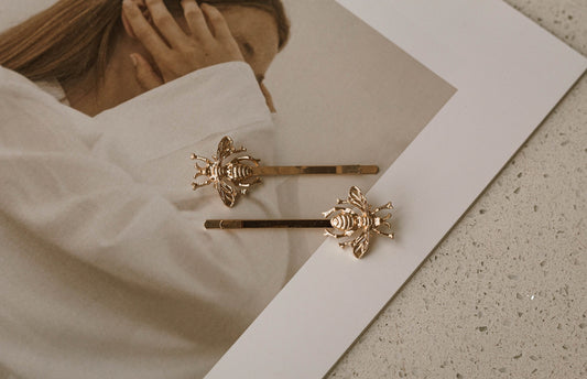 Golden Bee Hair Pins Set of 2