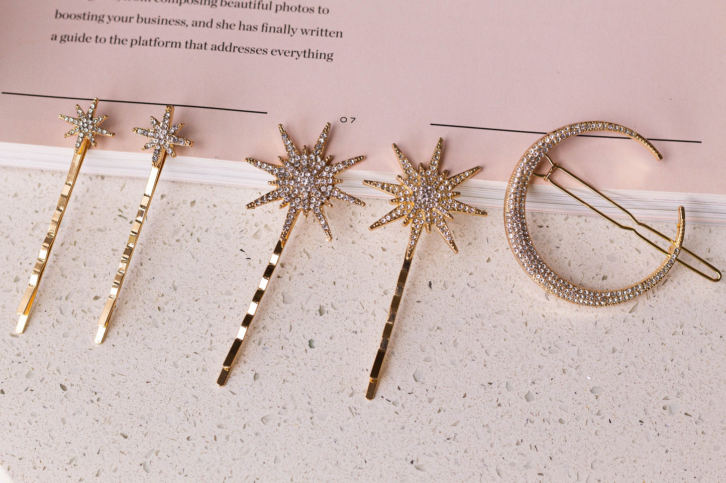 Moon Star Hair Pins Set of 5