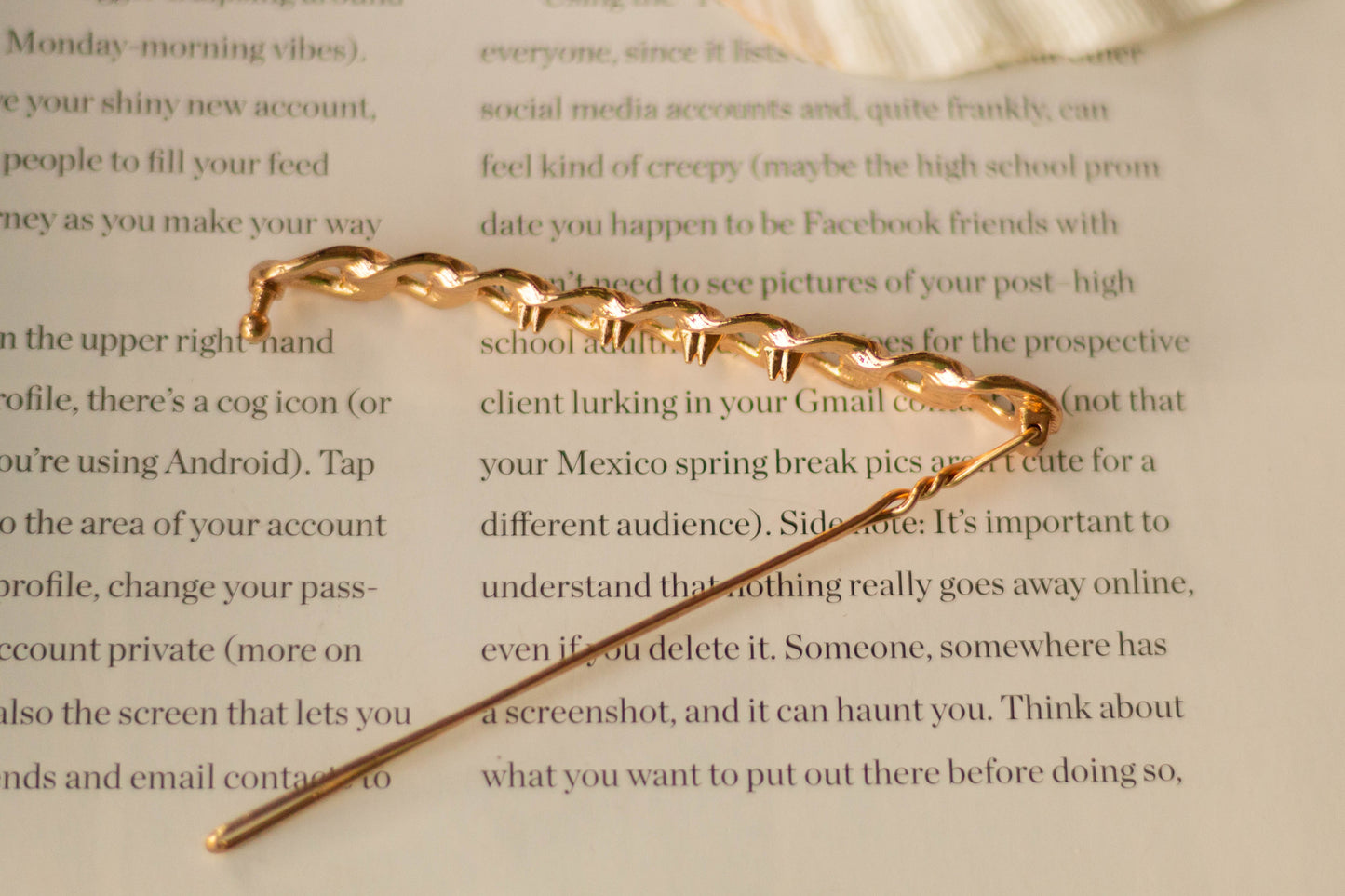 Long Metal Gold Chain Hair Pin