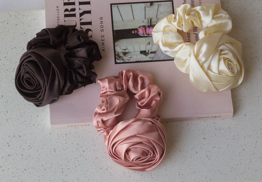 Satin Rose Scrunchies